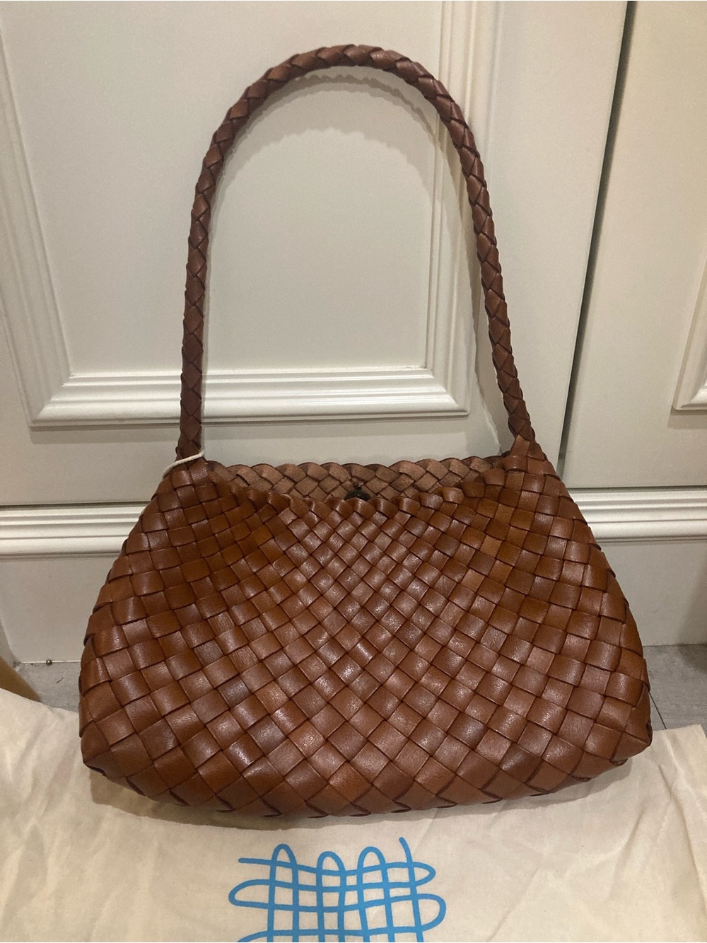 Dragon Diffusion Woven Shoulder Bag in Chestnut Brown 8943 - Picture 8 of 14